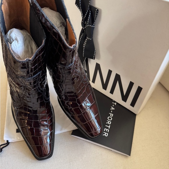 GANNI Ganache Croc Embossed Callie Boots - Picture 5 of 14